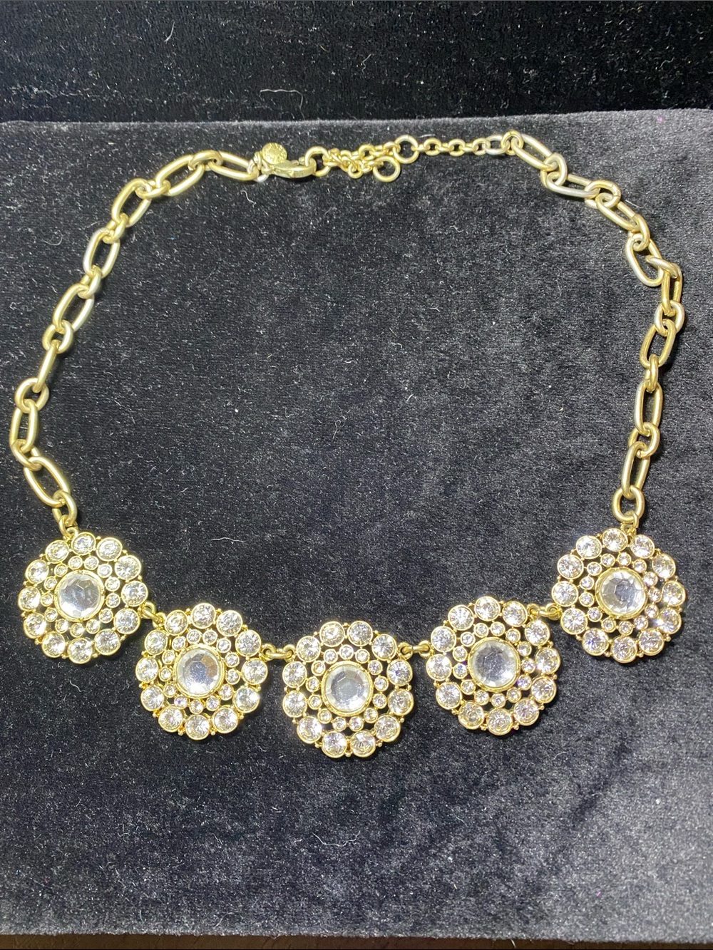 Vintage J.Crew Flower embellished statement necklace with crystals